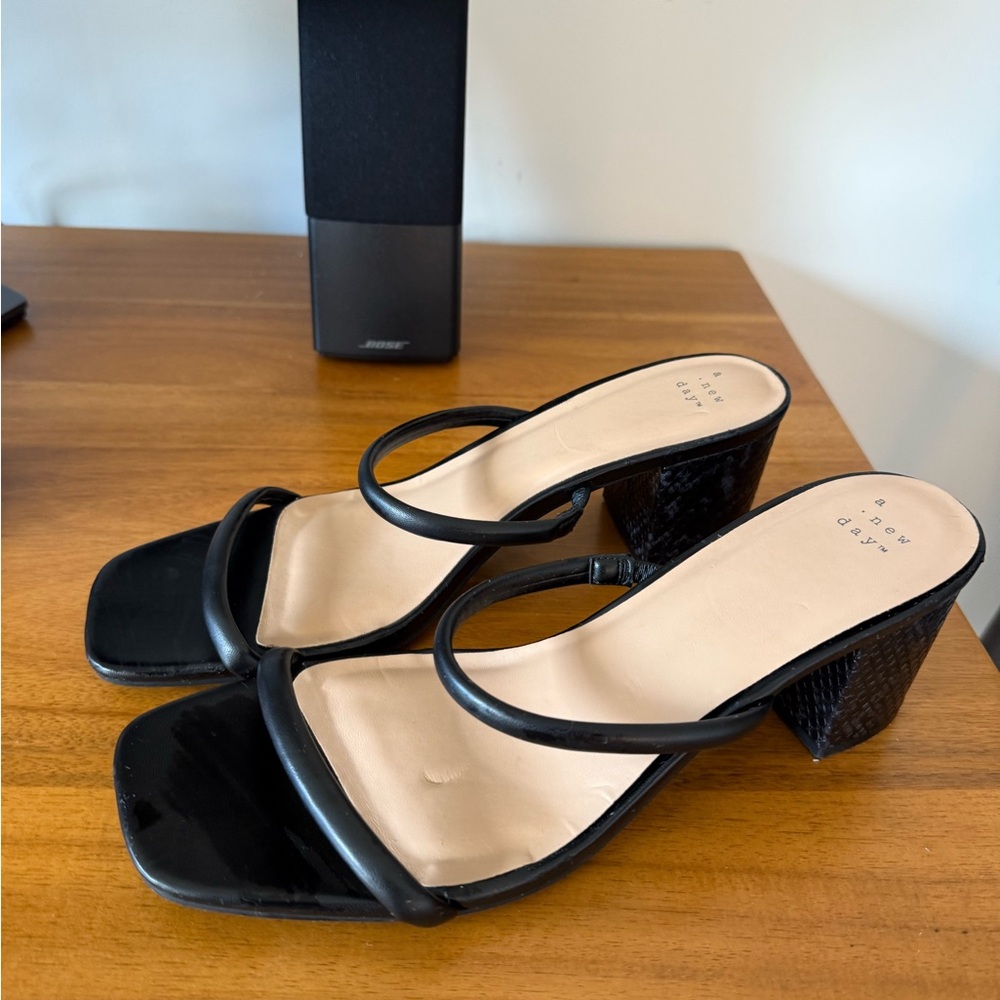 a new day Black Block Heel Sandals
